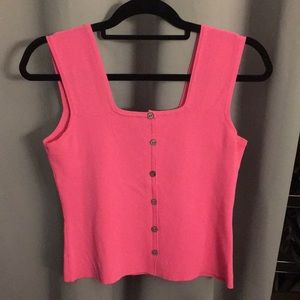 Button Front Ribbed Vintage Sleeveless Top